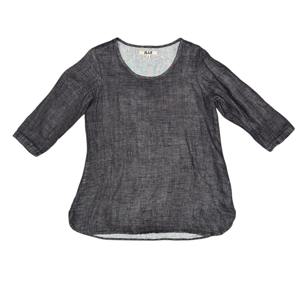 Flax Soft Tunic 3/4 Sleeves 100% Linen Grey Gray Small - Picture 4 of 14
